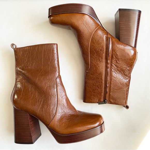 Marc Fisher Marysa Block Heel Platform Bootie in Medium Natural - Picture 4 of 8